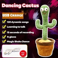 Dancing Cactus Repeat Talking Toy Electronic Plush Toys Can Sing Record Lighten USB Charging Early Education Funny Gift