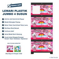 Lemari Plastik 4 Susun Tingkat Model Rak Jumbo Karakter Hello Kitty Doraemon Kaca Cermin Full Kunci