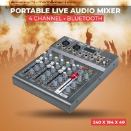 Leory Mini Portable Live Audio Mixer Karaoke DJ 4 Channel Bluetooth - LR4CB