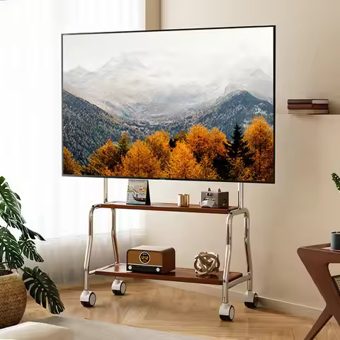 New Floor Stand TV Support Shelf Removable With Wheels 32-75 Inches TV Cart TV Shelf Mute Wheels up 