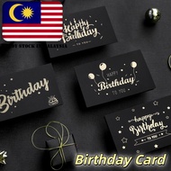 INS Classic Black Gold Foil Birthday Greeting Card Set (Envelope + Card + Sticker) Wishes Message Pa