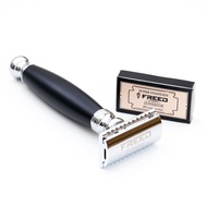 【FREED】封閉式復古雙刃安全刮鬍刀- 極致黑 (附刀片10片) 刻字