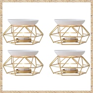 (IGRZ) 4X Ceramic Fragrance Lamp Essential Oil Burner Metal Burner for Essential Oils Wax Melt Burne