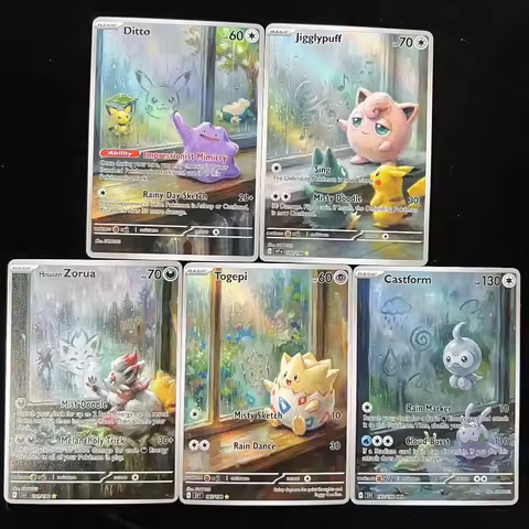 Pokemon PTCG Cards Oil Painting Style Ditto Jigglypuff Zorua Togepi Castform Collection Cards Rare H