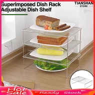 [TTS]✧Multifunctional Stainless Steel Layered Dish Rack Large Capacity Kitchen Storage Shelf Cabinet Table Top Dish Drying Rack Seasoning