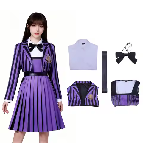 Enid Sinclair Costume for Women Aldult Addams Purple Blazer Jacket Dress Halloween Cosplay Outfits B