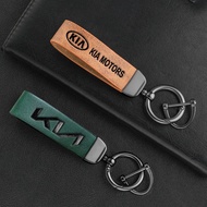 Luxury leather Car Keychain Printed Logo Keyring Accessories For KIA K9 Sportage Niro K5 Carnival EV