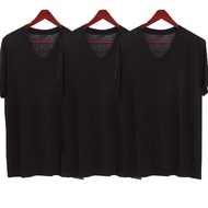 3 Pcs VคอL-6XL Plusขนาดเสื้อยืดผู้ชายผ้าฝ้ายนุ่มสบายUndershirtsสั้นเสื้อยืดแขนสั้นชายผู้หญิงผู้หญิงส