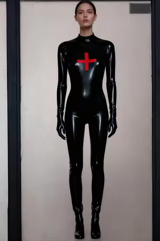 Latex Rubber Catsuit Fashion uniform Zentai Bodysuit Gummi Halloween