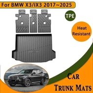 Car Rear Mats For BMW X3 iX3 G01 G08 2017-2025 Waterproof Trunk Carpets Storage Pads Cargo Liner Aut