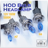 H4 H7 HOD 12V 100W 5500K Car Headlamp P43T Bulb Car Spotlight Kereta Lampu Besar Head Lamp Wira Hilu