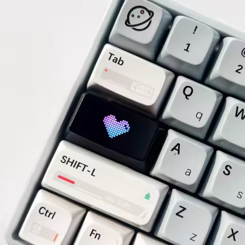Echome Translucent Heart Keycaps Custom Cool ABS Caps/Short Shift 1.75UKey Caps for Mechanical Keybo