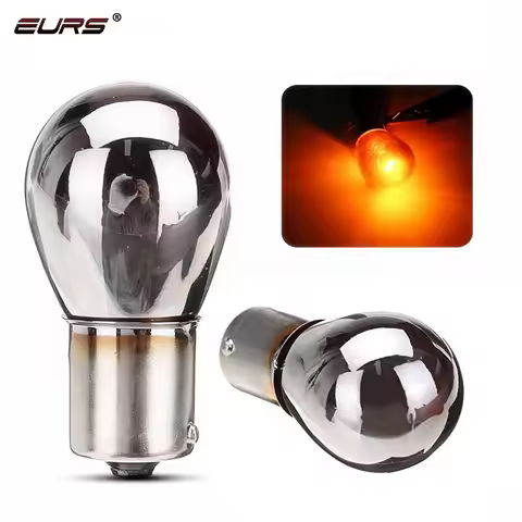 1pcs PY21W S25 BAU15S P21W BA15S 1156 BA15D 1157 Silver / Chrome Amber Glass 12V 21W Car Tail Lamp S