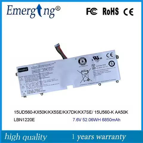 7.6V 52.06Wh LBN1220E Battery for LG Gram 15Z960 T.AA52U1 T.AA75U1 15UD560 KX50K KX5SE KX7DK KX7USE