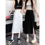 rok putih jumbo rok jeans panjang korean style rok a line rok split rok pinggang tinggi wanita dewas