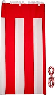 KH005-07IN Red and White Curtain Height 70.9 inches (180 cm) x Length 49.2 inches (1260 cm) (7 rooms
