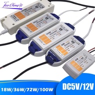 5V 12V Power Supply Adapter 110V 220V to 12V/5V Lighting Transformer 100W 72W 60W 48W 28W 18W Source LED Driver for LED Strip-ZIGUAE