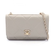 香奈兒 (CHANEL) 絎縫鏈條肩背包 AP0250 皮革 灰色 二手 女士 GHW CC Coco
