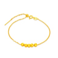 TAKA Jewellery 999 Pure Cat's Eye Gold Ball Charm with Silver Bracelet