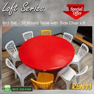 Restoran Furniture , Plastic Chair ,3v Grad A Plastic, 5ft Dining Table with 8 chair