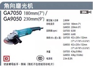 牧田拋光打磨機，GA9050(9”)