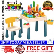 Little B House Large Kids Multifunction Table Building Blocks Compatible Lego Duplo Block Meja Lego 