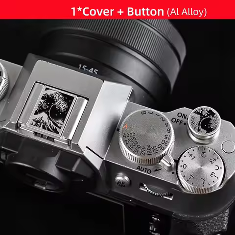 Universal Metal Vintage Camera Hot Shoe Cover Shutter Button for Fuji X-T5 X-T50 X-T30 III X-E5 X-S2