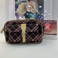 Burberry树莓粉格紋相機包 牛皮 bbr斜挎小包