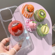Fresh 3D Durian Strawberry Fruit Magnetic Bracket Phone Case Griptok Holder Girly Finger Ring Stand 