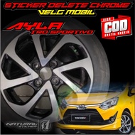 Delete Silver Ayla TRD Car Rim Cutting Sticker | Delete Chrome Rims Agya