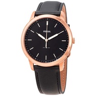 Fossil The Minimalist Three-Hand Black Leather Watch - FS5376