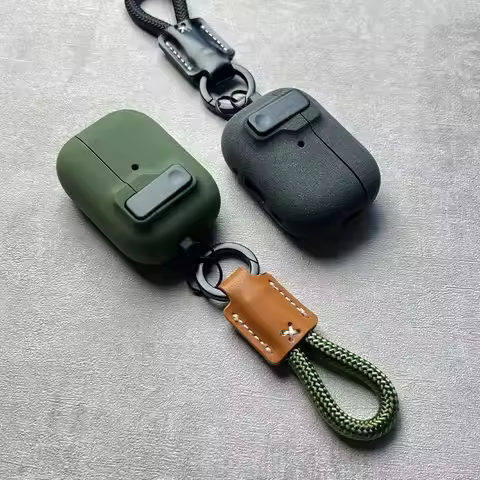 Luxury AirPods Case With Lanyard Round Buckle Protective Grey White Case Noise Reduction Version Air