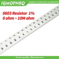 300pcs 1% 0603 SMD resistor 0R ~ 10M 1/10W 0 0.1 1 10 100 150 220 330 ohm 1K 2.2K 10K 100K 0R 0.1R 1