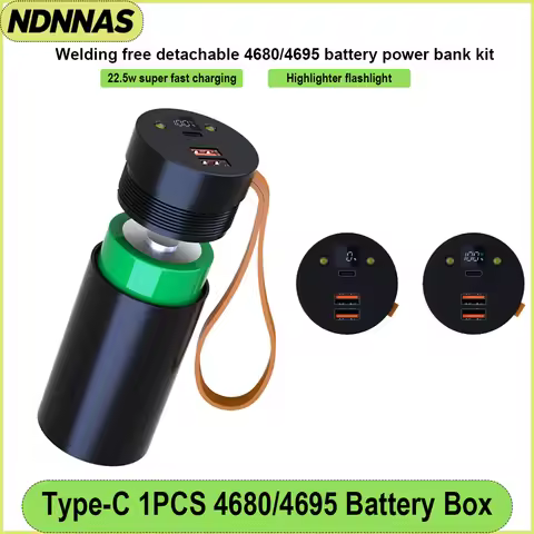 DIY Power Bank Case For 4680 4695 Battery 22.5W PD QC Fast Charging Portable Powerbank Shell Kit Dig