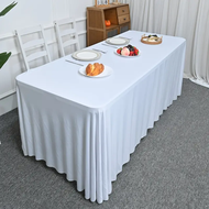 ผ้าปูโต๊ะผ้าสแปนเด็กซ์6FT ยืดสำหรับงานเลี้ยงโรงแรมงานเลี้ยงงานแต่งงานตกแต่งโต๊ะสีขาวสีดำเคสผ้ากระโปรงโต๊ะ