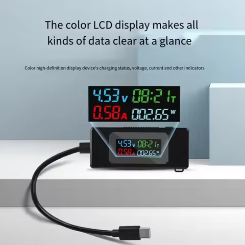 Battery Capacity Meter USB Tester 4-30V Type-C Power Voltmeter Ammeter With Load QC PD Fast Charging
