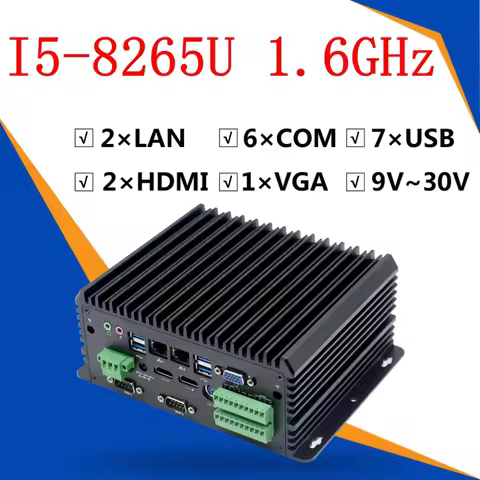 Industrial Fanless Mini PC Intel Core i3-8145U i5-8265u i7-8565u Win 10/11 with VGA HDMI 6*COM Dual 