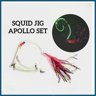 Squid Jig Apollo Luminous Line Set Tali Apollo Candat Sotong Set Jig Head Assist Hook