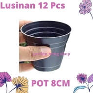 12 PCS (LUSINAN) POT GOL Murah Pot 8 Cm Hitam Pot Bunga 8CM Plastik Kaktus Vas Bunga Kecil Hitam Pot Hidroponik Mini Pot 7 Cm/ Pot Tanaman 8 cm warna hitam