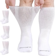 Artfasion Extra Wide Socks for Swollen Feet: 3 Pairs Wide Bariatric Non-Binding Diabetic Socks for M