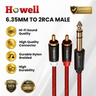 Howell 6.35mm to 2RCA Male Audio Cable 2M