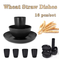 16 PCS Plastic Cutlery Set Kitchen Plate Bowl Cup Set Reusable Cutlery Set Microwave Safe Cutlery Se