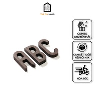 Wooden Wall Letters, Decorative Embossed Letters Made of Beech Wood Size 7/8cm Walnut Color