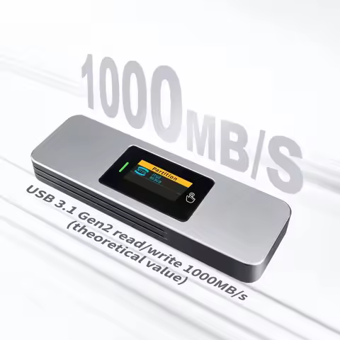M.2 NVMe/SATA SSD Enclosure Adapter with Screen Display,USB 3.2 Gen2 10gbps M2 Case 2280 ,Aluminum E
