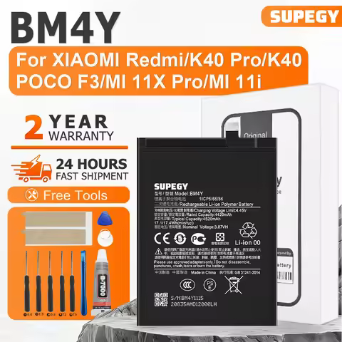 SUPEGY New Replacement Battery BM4Y For Xiaomi Poco F3 / Redmi K40 Pro K40pro 5520Mah+Free Tools
