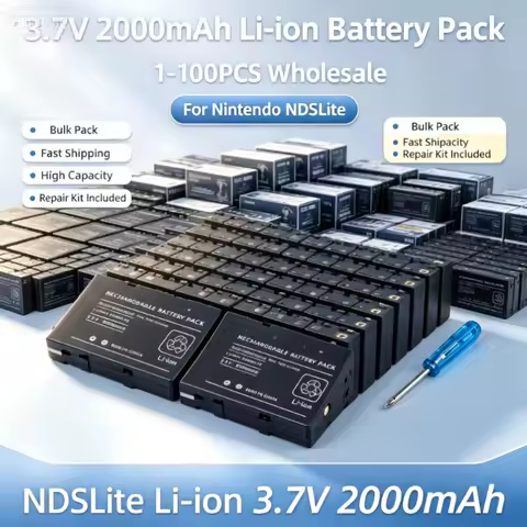 Rechargeable Battery Pack For Nintendo 2000mAh NDS DS Lite Replacement Battery with Screwdriver for 