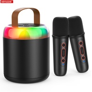 Newmsnr Dual Microphone Bluetooth Speaker With Mic Portable LED Lighting Wireless Bluetooth Karaoke Speaker HiFi 3D Stereo Party Amplifier