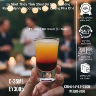 Set 12 Ly Shot Thủy Tinh 35ml Đế Dày Cốc Đong Định Lượng Rượu-Siro Ly Uống Rượu Mạnh Shooter Pha Coc