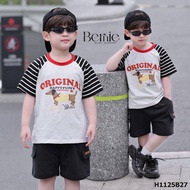Happy Puppy boys' short sleeve set with Bernie's stripes - Summer outfit for boys 9-24kg - H1125B27