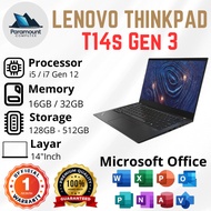 LAYAR Lenovo ThinkPad T14s Gen 3 Core i5 / i7 Gen 12 Ram 16GB / 32GB SSD 256GB / 512GB / 1TB Screen 